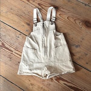 Zara Cream Denim Shortalls with Zipper